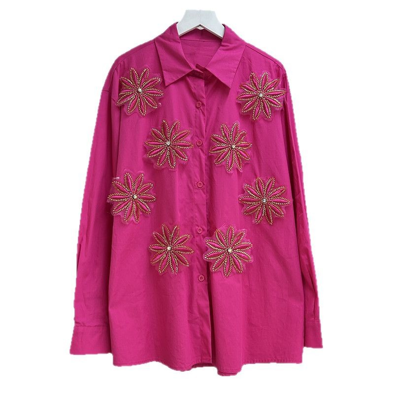 Embroidery Online - Blouses Damesoverhemd Vintage Turn Down Kraag