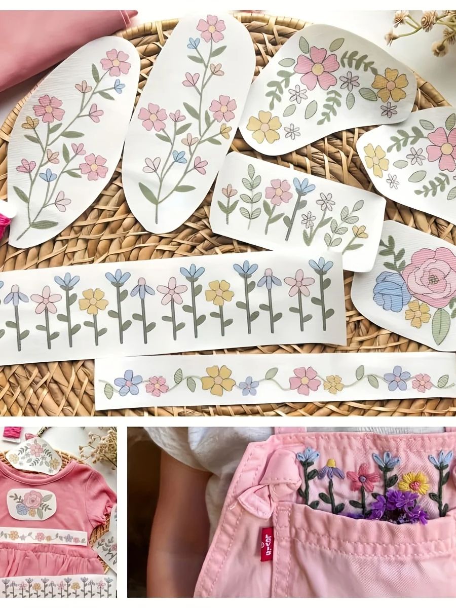 Embroidery Meaning - 1 set van 8 stuks kleurrijke