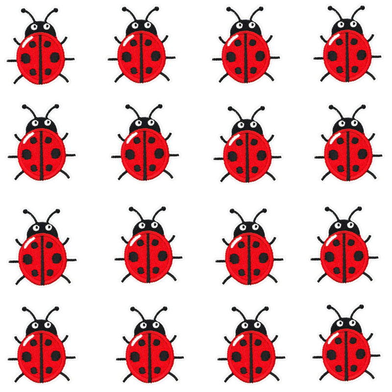 Embroidery Lady Bug - 16 stuks/batch Kleine Rode Lieveheersbeestje Patch