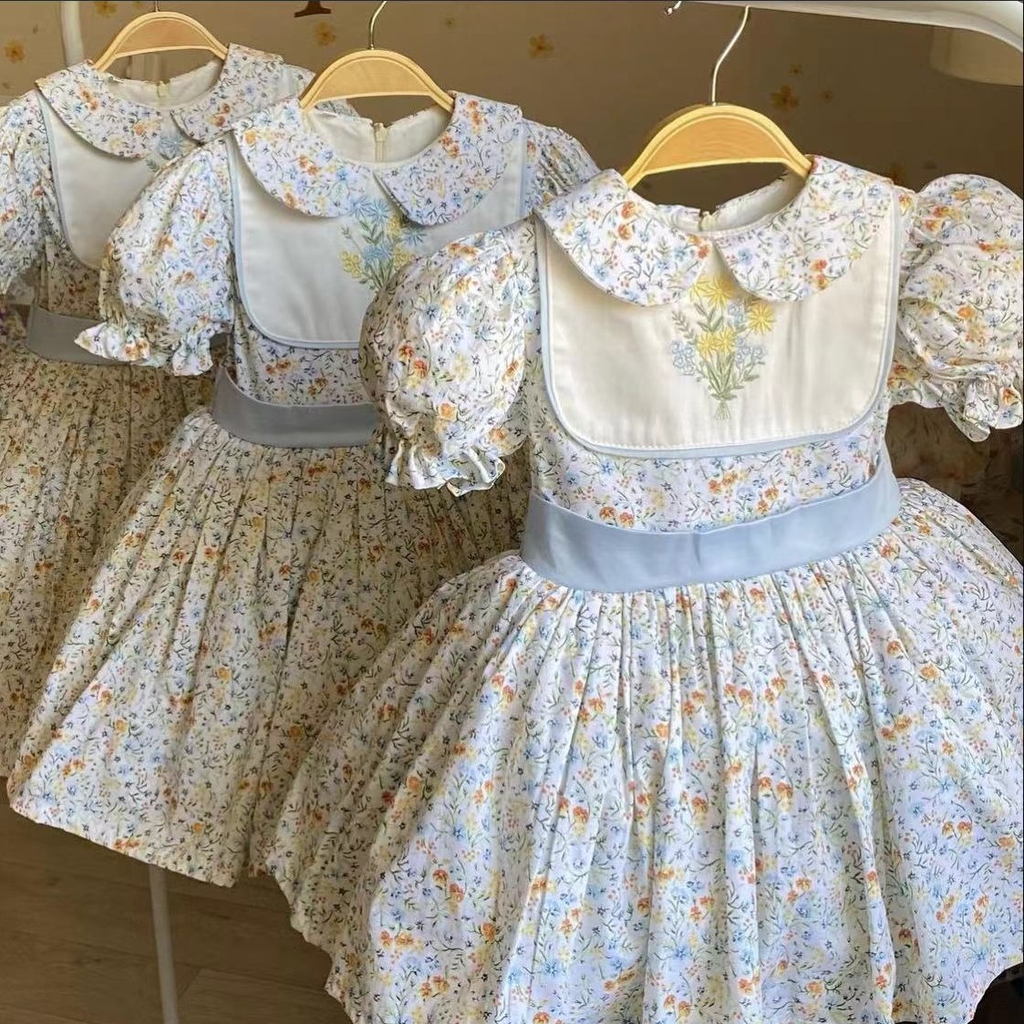 Embroidery Yellow Dress - 0-12Y Baby Meisje Zomer Bloem Borduren