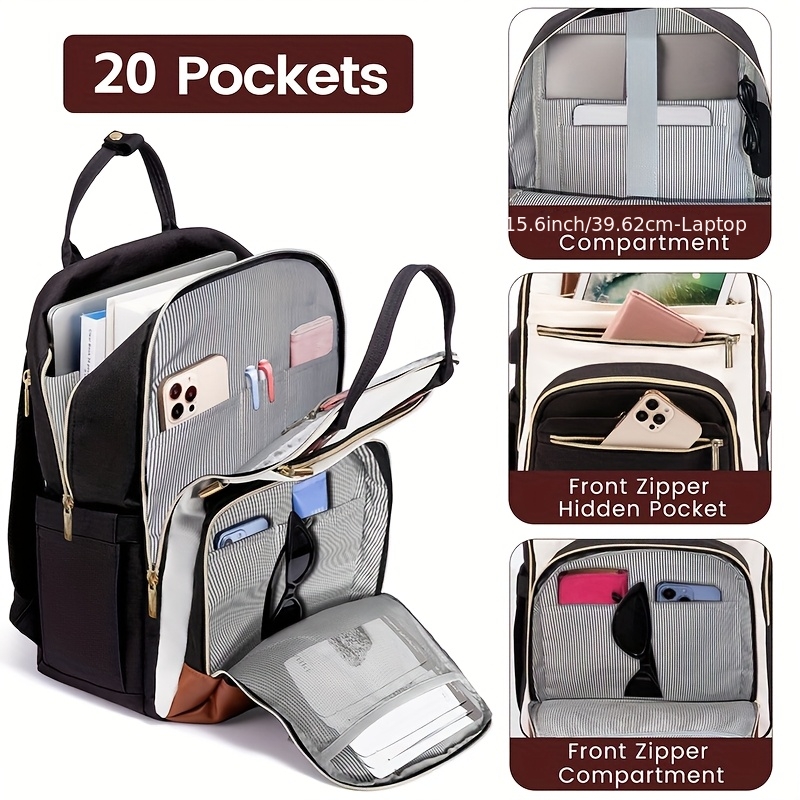Embroidery Bag - Tweekleurige laptoprugzak voor dames, waterbestendige, schattige