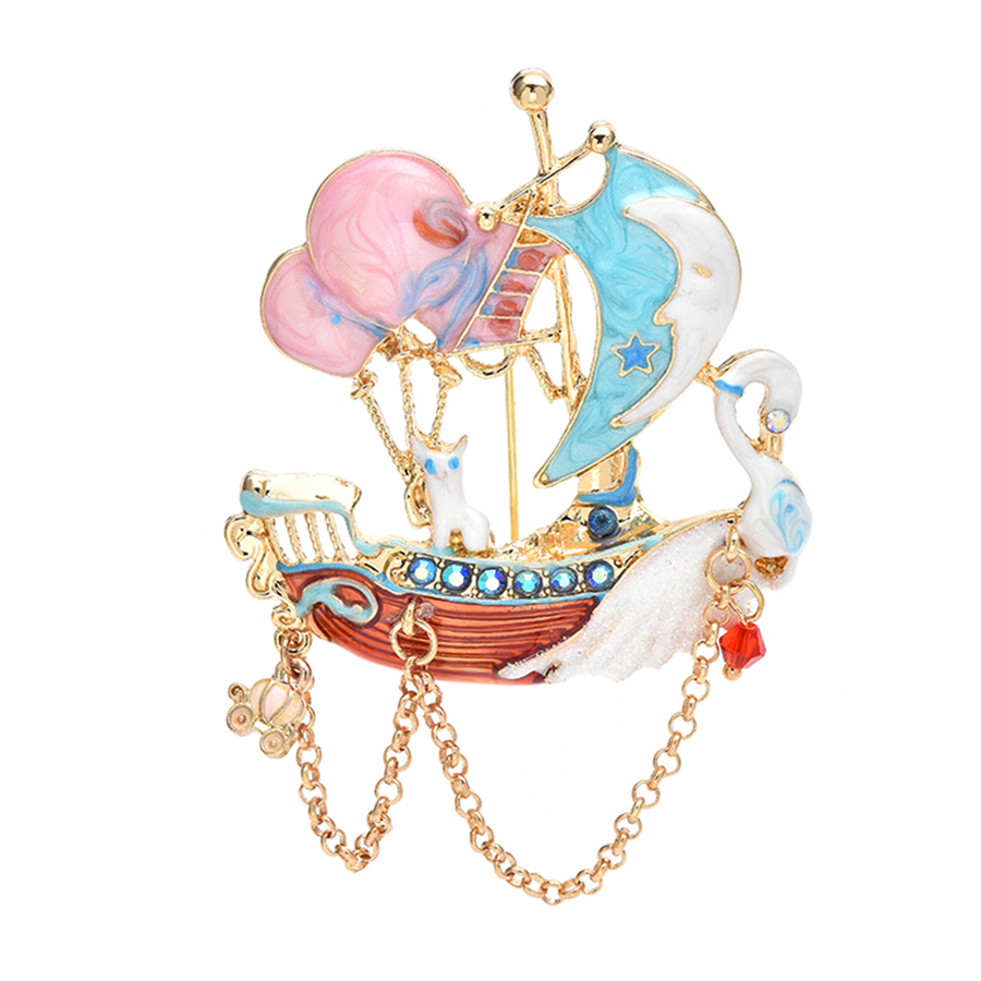 Embroidery Bali - Babay Romantische Zwaan Boot Broches Voor