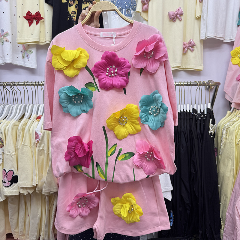 Zomer Kleurrijke 3D Bloemen T- - Embroidery Cotton Shirt recensie en prijs