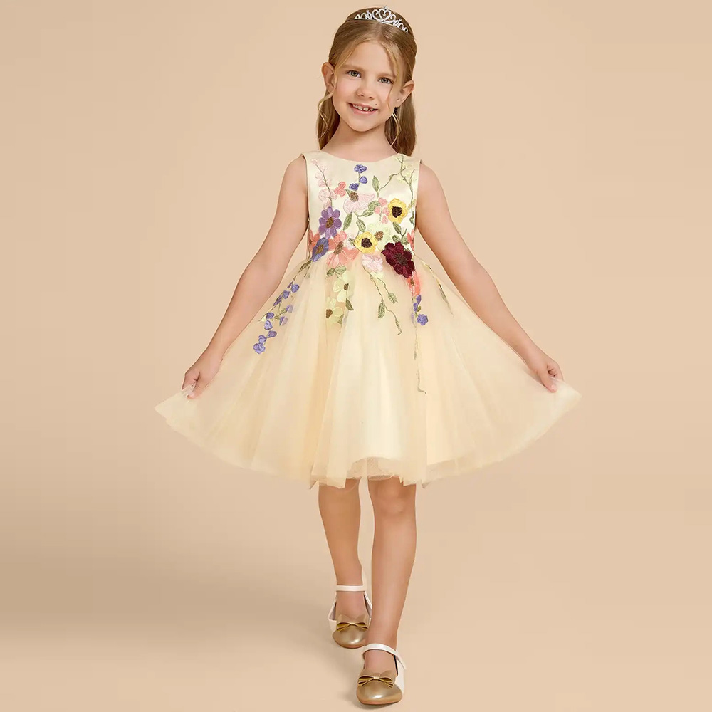 Op maat gemaakte gele tule blo - Embroidery Yellow Dress recensie en prijs