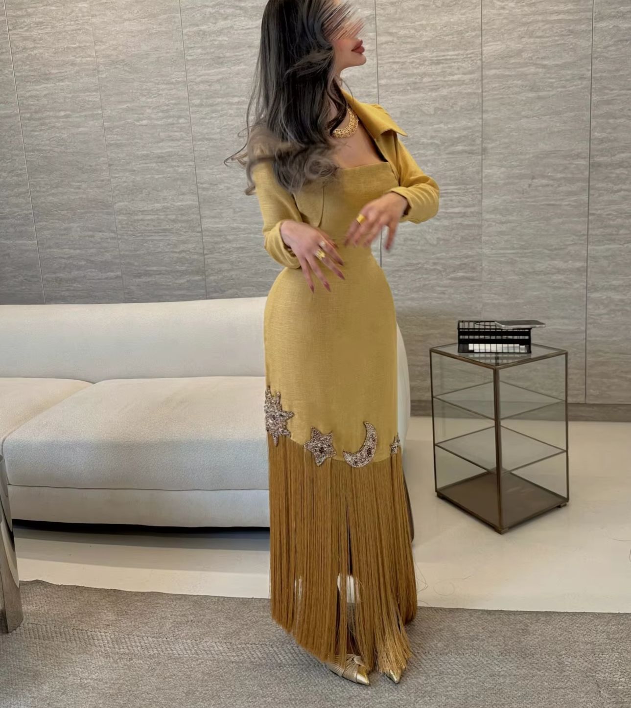 Op maat gemaakte elegante avon - Embroidery Yellow Dress recensie en prijs